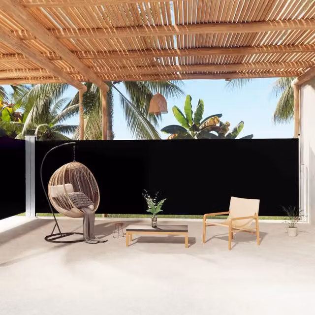 Berkfield Home Retractable Single Roller Side Awning in Black, W: 1000 cm, H: 180 cm