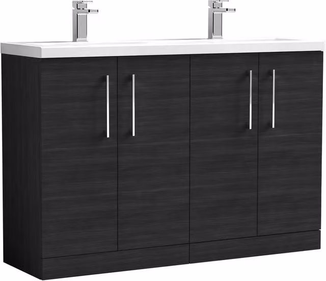 Balterley Level 1200mm 4 Door Double Basin Floor Standing Bathroom Unit in Black