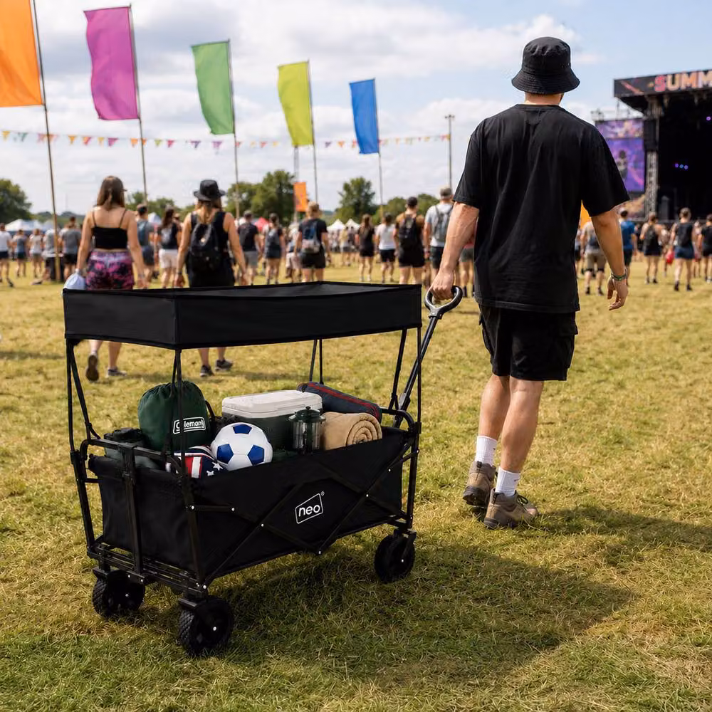 Neo Folding Garden Wagon with Canopy in Black, 140L Capacity – 7
