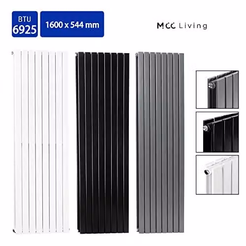 MCC Direct Designer Flat Panel Single Radiator, Black, W: 54.4 cm, H: 160 cm – 5