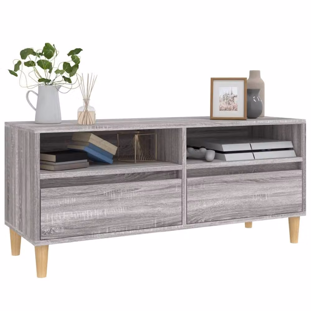 Berkfield Home TV Cabinet in Grey Sonoma, W/D/H: 100 x 34.5 x 44.5 cm – 3