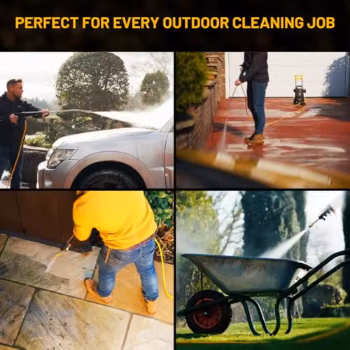 V-TUF V 5 Electric Pressure Washer in Black with 165 Bar Max Pressure, 7.2 L/min Flow Rate, 8m Hi-Vis Hose, 5m Cable, Metal Lance and Snow Foam Bottle – 4