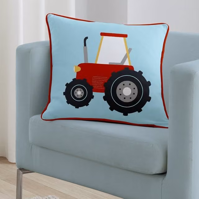 Bedlam Farmyard Friends Blue Velvet Filled Square Cushion W/D/H: 43 x 43 x 43 cm – 1