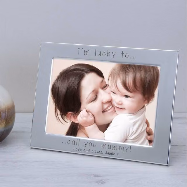 Uniqueful Personalised I'm Lucky to Call You Mummy Silver Plated Rectangular Metal Photo Frame, W/H: 15 x 10 cm