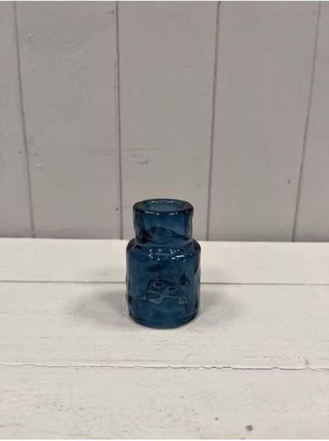 KDMD Blue Textured Glass Taper Candle Holder