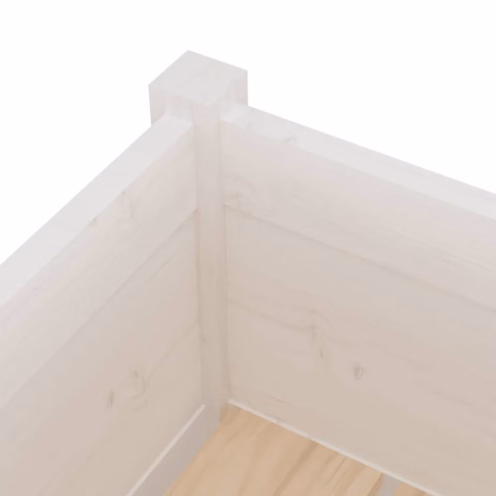 Berkfield Home Garden Planter Set of 2, White, Solid Pinewood, W/D/H: 70 x 70 x 70 cm – 3