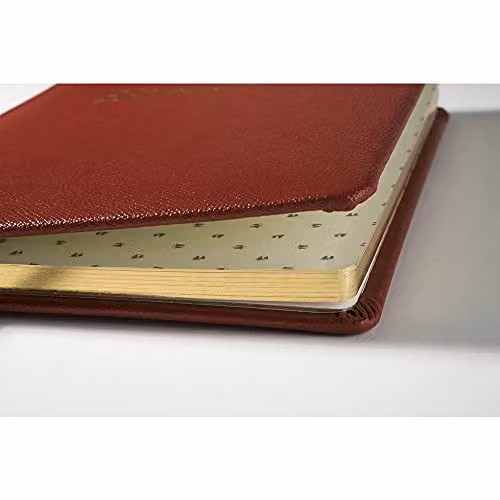 Exacompta Alpille Red Leather Guest Book with 140 Ivory Paper Pages, H 27 cm x W 22 cm – 2