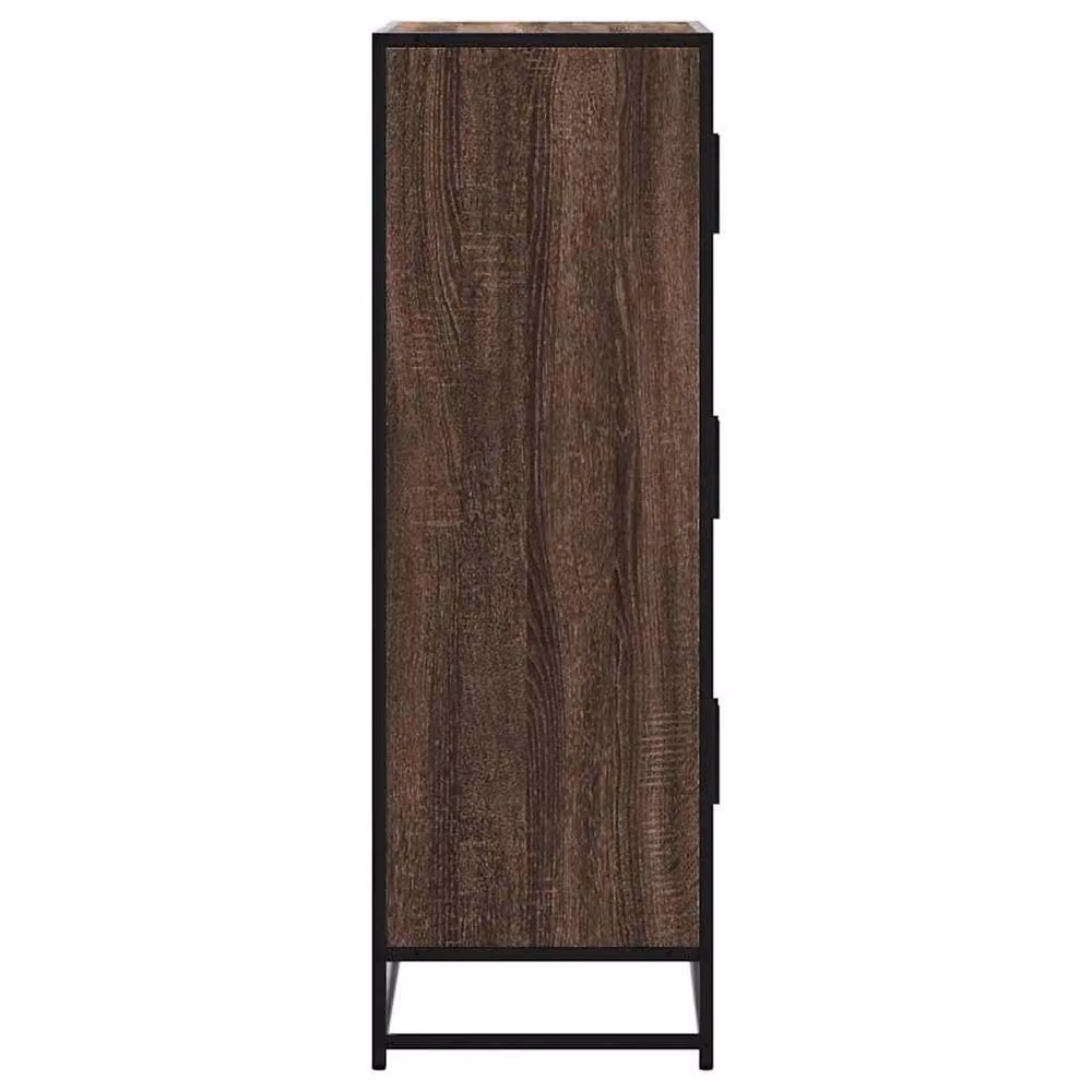 Berkfield Home Industrial Highboard in Brown Oak with Metal Accents, W/D/H: 68 x 35 x 106.5 cm – 4