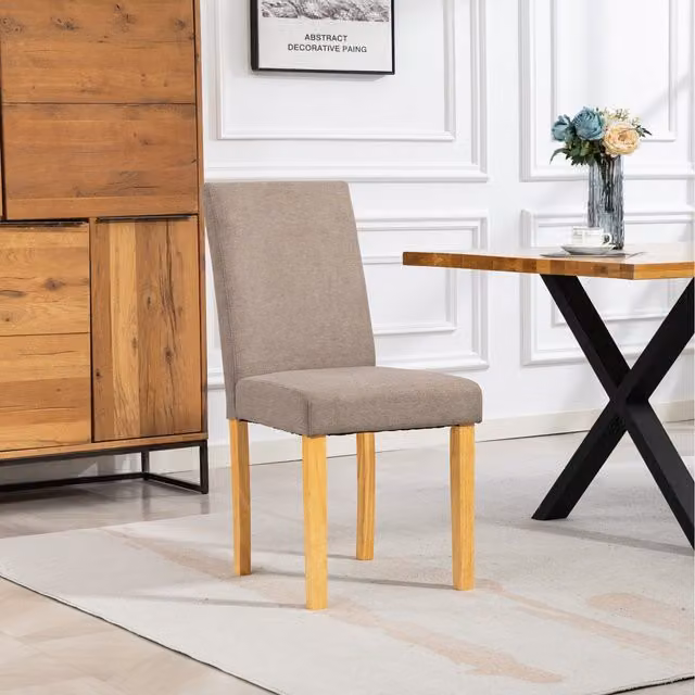 Artemis Home Almont Fabric Dining Chairs, Set of 2, Brown and Beige