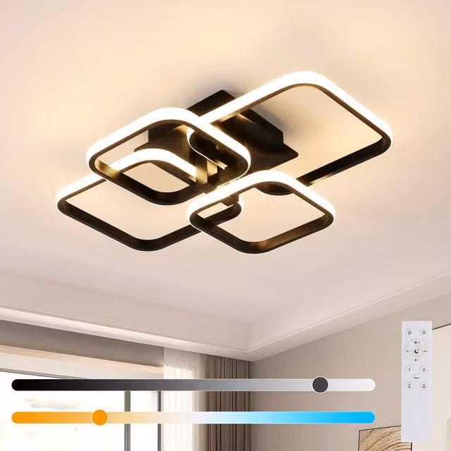 Pheashine 48W LED Ceiling Light in Black with Remote Control and Dimmable CCT Settings – 1
