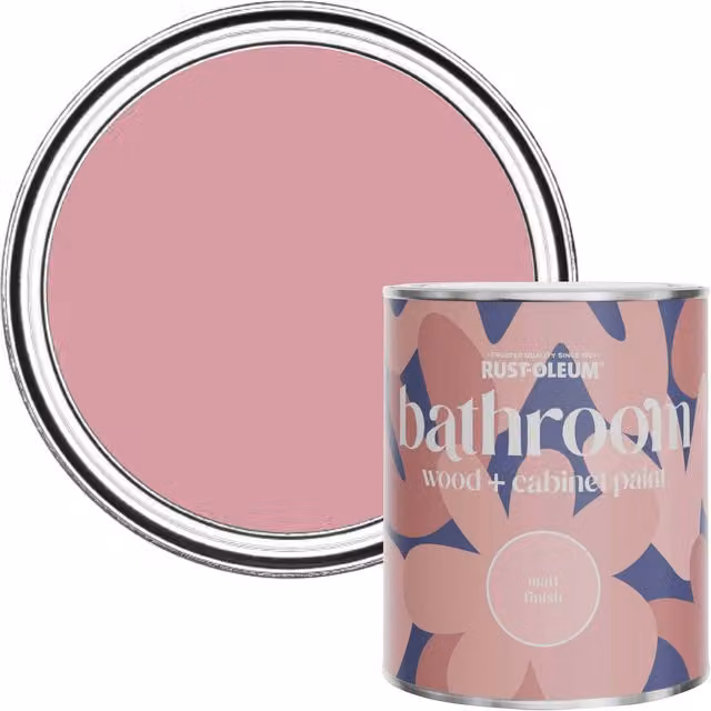 Rust-Oleum Moisture Resistant Bathroom Wood and Cabinet Paint in Matt Finish, Pink, 0.75 l