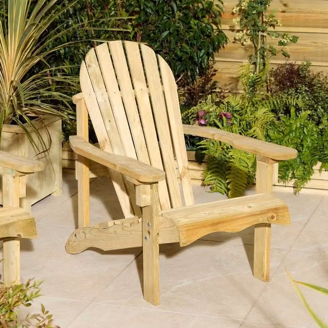 Rowlinson Lakeside Adirondack Garden Chair in Brown, W/D/H: 72.5 x 91 x 91 cm