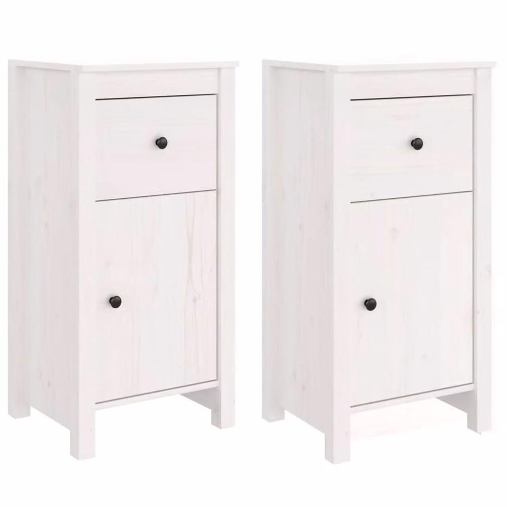 Berkfield Home Set of 2 White Solid Wood Pine Sideboards, W/D/H: 40 x 35 x 80 cm – 2