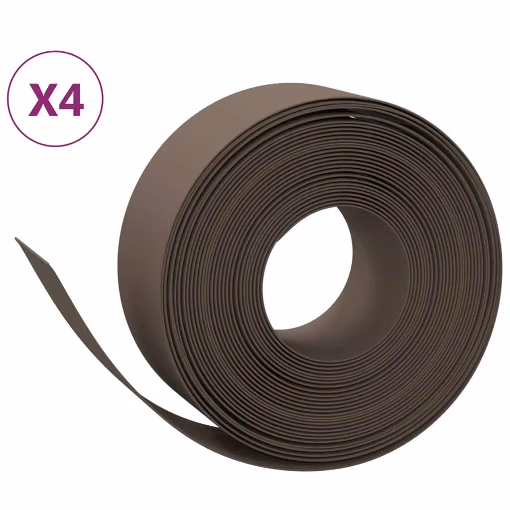 Berkfield Home Garden Edgings, 4 Pieces, Brown, 10 m, Height: 20 cm, Polyethylene – 2