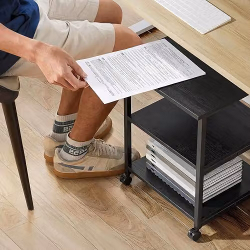 HOMCOM 3-Tier Mobile Printer Stand with Storage Shelf, Black, W/D/H: 50 x 50 x 52.5 cm – 5