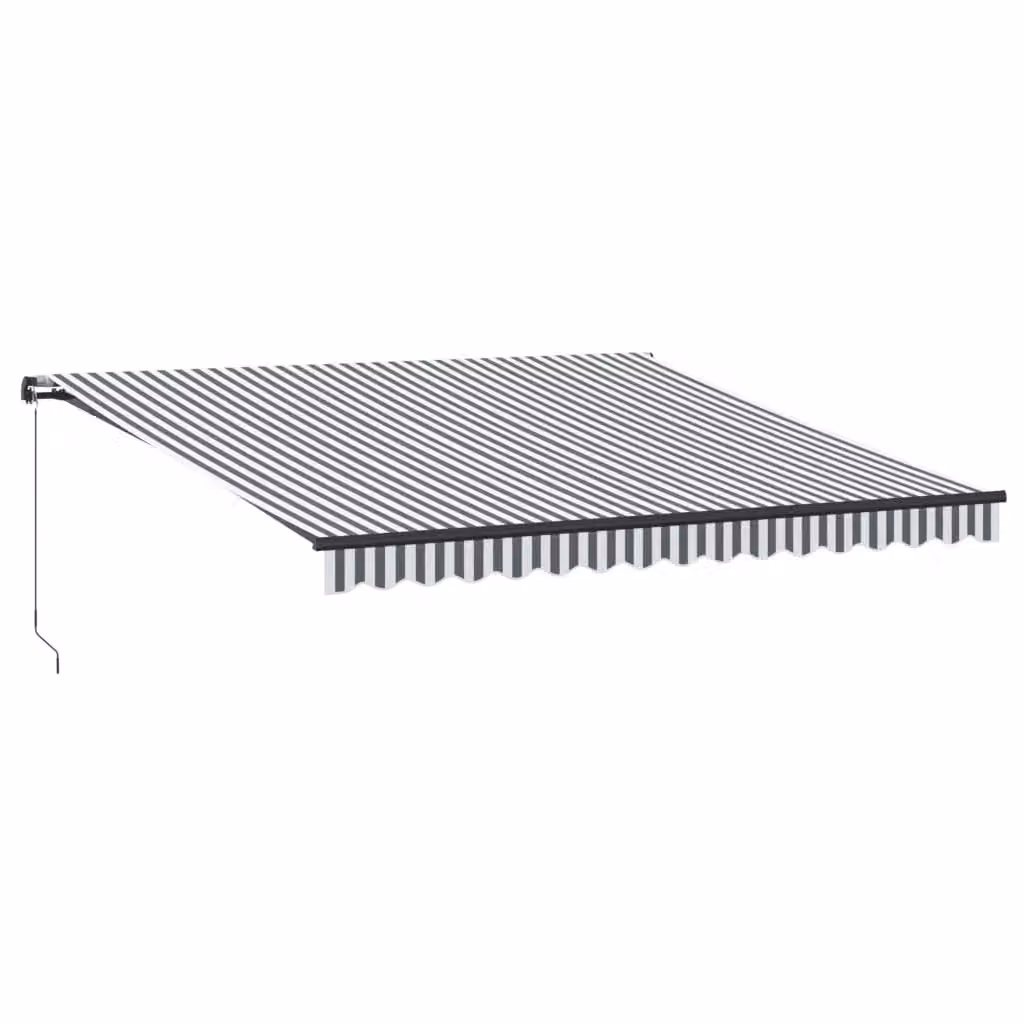 Berkfield Home Manual Retractable Aluminium Awning with LEDs, Anthracite and White, W: 400 cm, D: 350 cm – 2