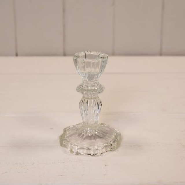 KDMD Modern Transparent Glass Taper Candle Stick Holder for Tabletop