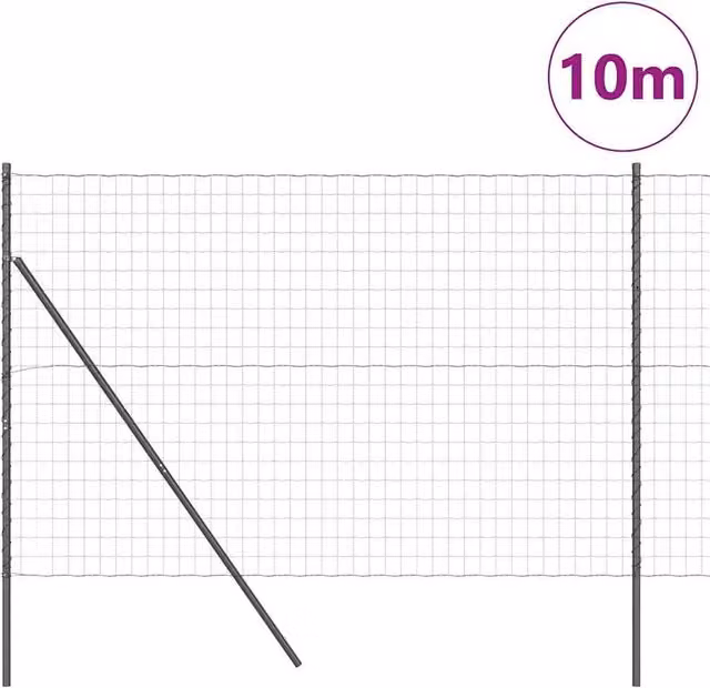 Berkfield Home Versatile Euro Fence with 7 Posts, Grey Galvanised Steel, W: 10 m, H: 1.6 m