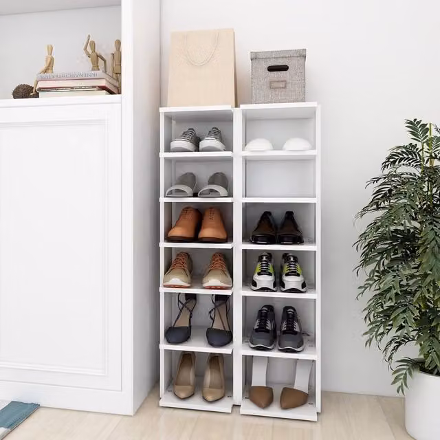 Berkfield Home Set of 2 White Minimalist Shoe Cabinets, W/D/H: 27.5 x 27 x 102 cm – 1
