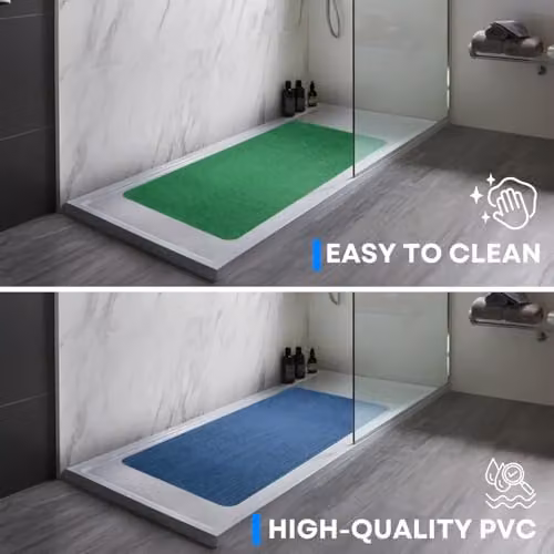 Nicoman Reversible Non-Slip PVC Shower Mat in Blue and Green, 53 x 53 cm – 4