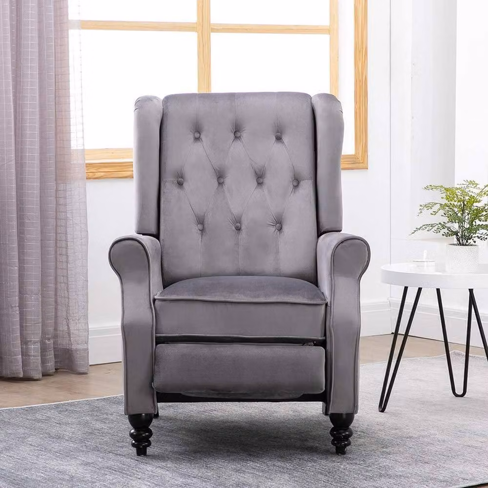 LUXURY LIFE Ashford Manual Push Back Recliner Armchair in Grey Velvet – 2