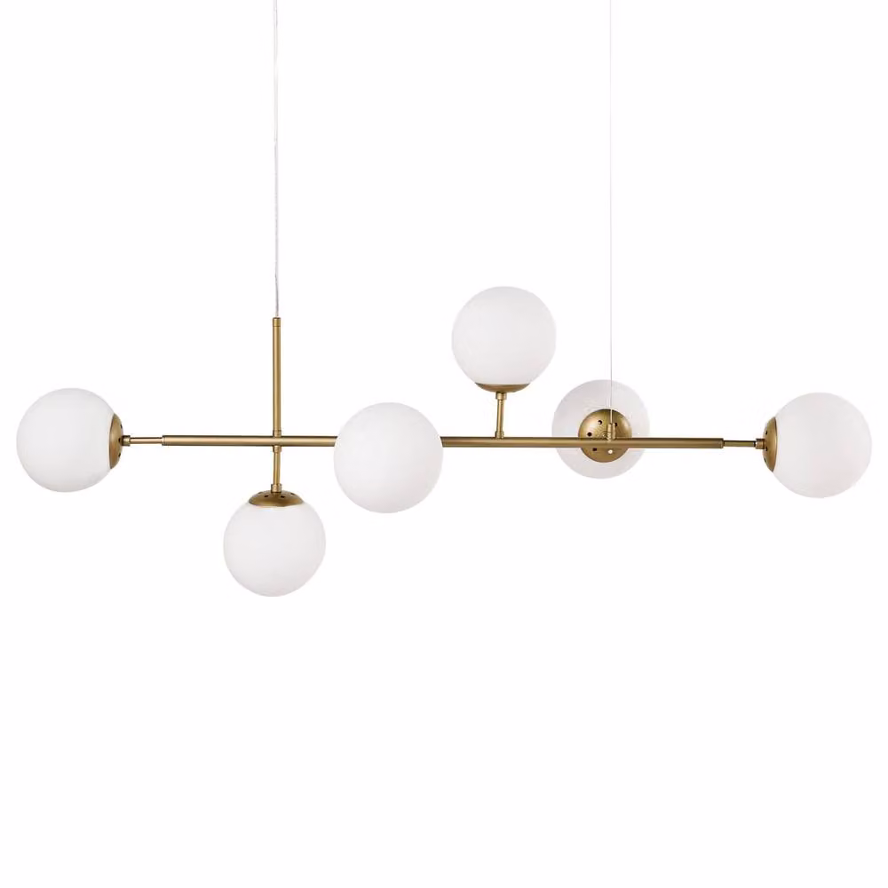 Wyld and Coco Six-Glass Globe Pendant Light in Gold/Brass – 2