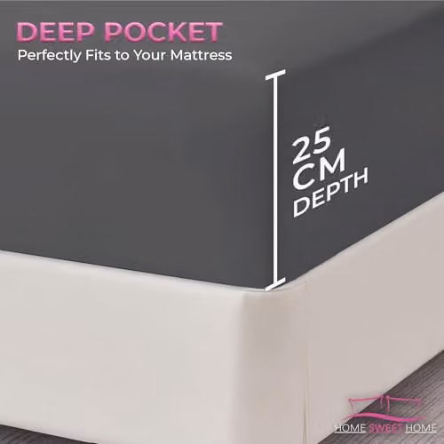 Snug City Single Polycotton Fitted Sheet in Dark Grey, W/D/H: 90 x 190 x 25 cm – 5