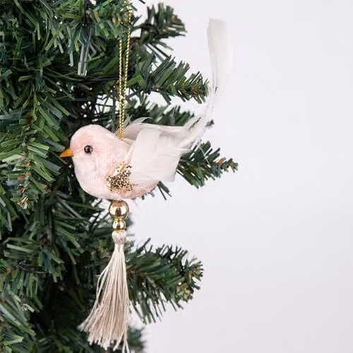 Shatchi Pink Robin Bird Christmas Hanging Decoration Pendant, H 13 cm x W 7 cm – 3
