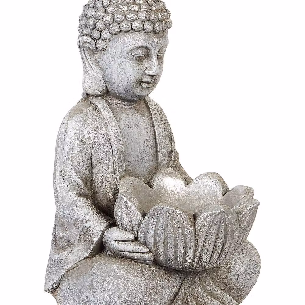Wyld and Coco Grey Buddha Figurine Lotus Bowl Planter, Height: 44 cm, Width: 27 cm, Depth: 23 cm – 2