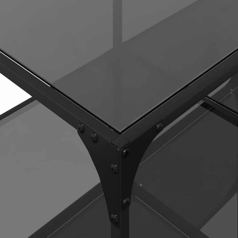 Berkfield Home Modern Rectangular Coffee Table with Black Glossy Glass Top and Steel Frame, W: 98.5 cm, D: 50 cm, H: 40 cm – 4