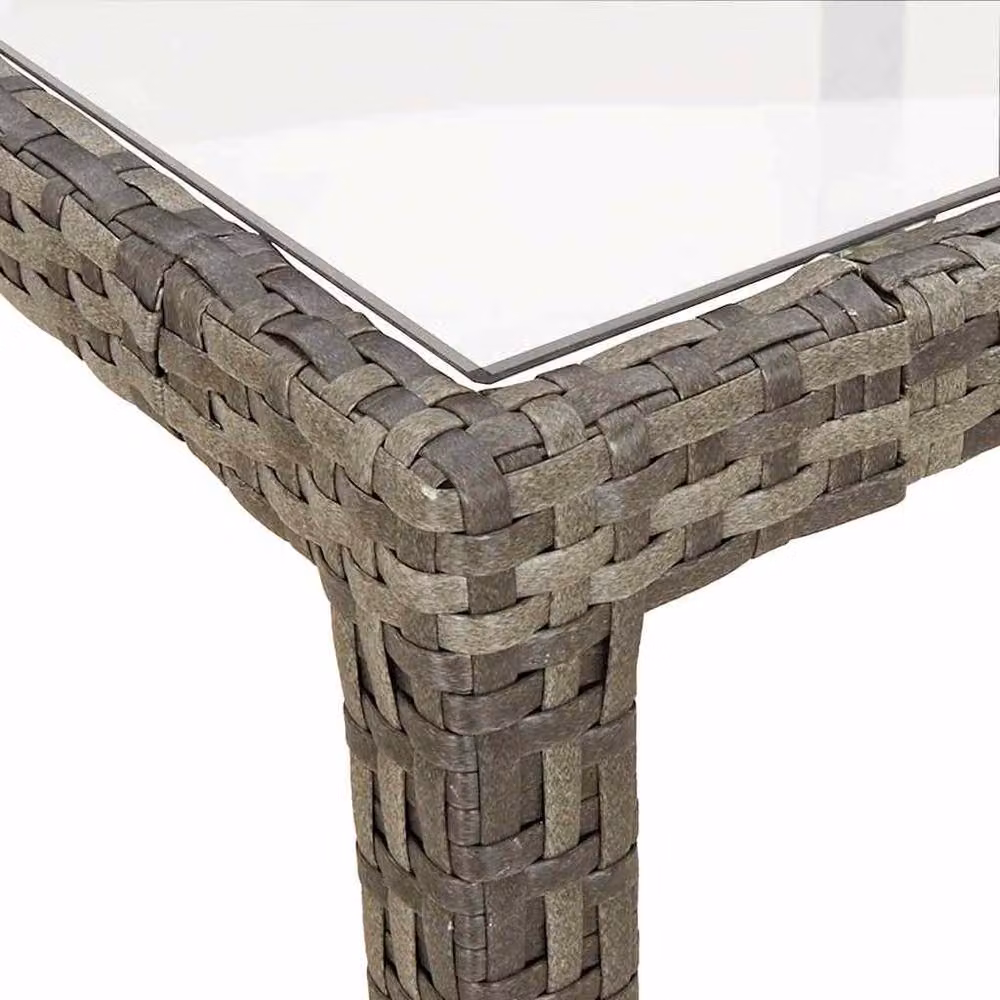 Berkfield Home Grey Poly Rattan and Tempered Glass Rectangular Garden Table W/D/H: 150 x 90 x 75 cm – 3