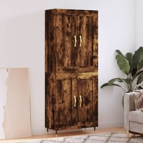 vidaXL Modern Highboard in Smoked Oak, Brown, W/D/H: 69.5 x 34 x 180 cm – 2