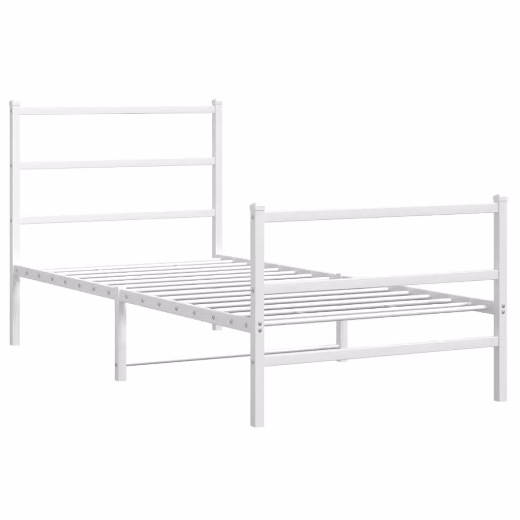 Berkfield Home Metal Bed Frame with Footboard, White, W/D/H: 90 x 190 cm – 2
