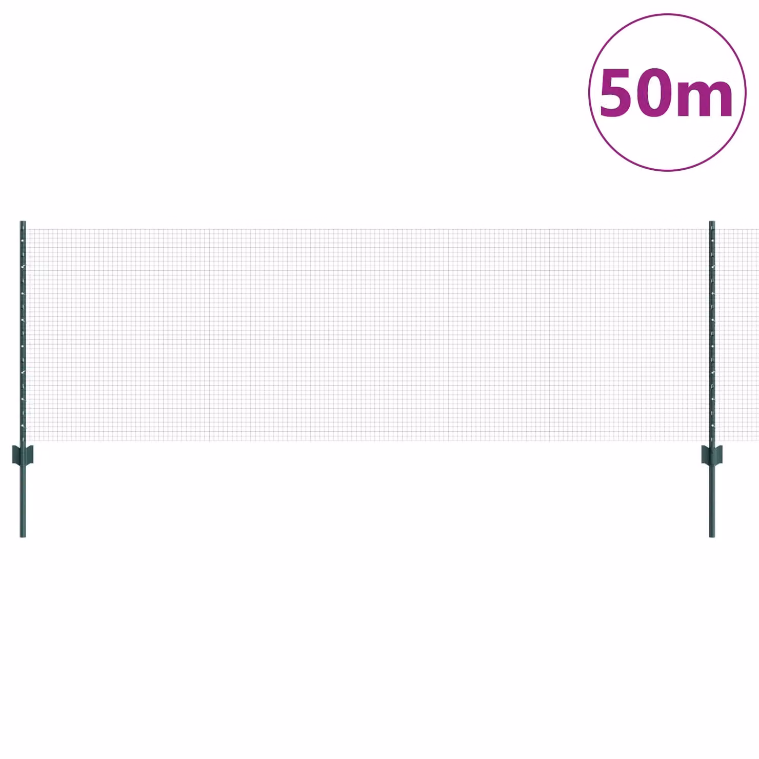 Berkfield Home Green Steel Welded Wire Fence with 22 U-Profile Posts, 0.8 x 50 m – 2