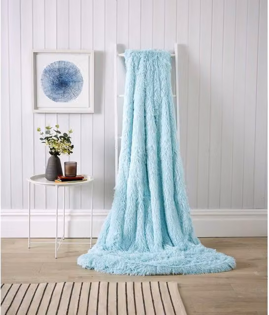 Snuggle Blue Fluffy Fleece Blanket, 240 cm
