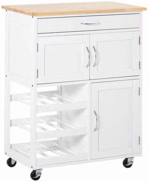 NESTLUNE Modern Rolling Kitchen Island Trolley Storage Cart in White – 1