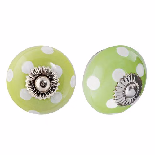 Nicola Spring Polished Ceramic Cabinet Knobs, Green and White, Pack of 6