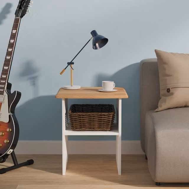 Victoria Lamp Table in White Ash and Riviera Oak