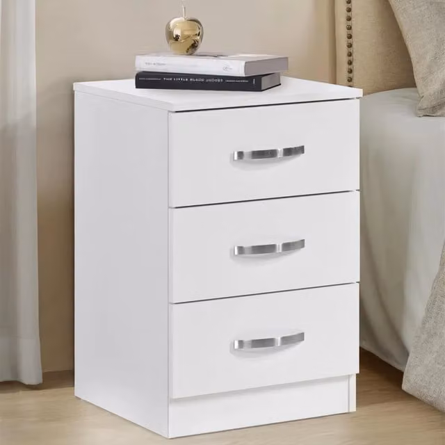Swish Furniture Modern White Lacquered Bedside Table