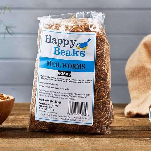 Happy Beaks Dried Mealworms Wild Bird Feed, 1kg