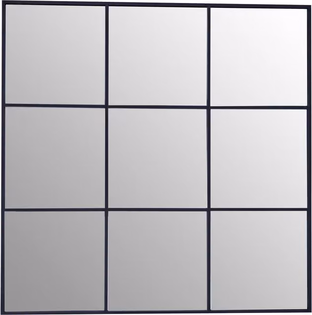 Orsina Oriel Modern Geometric Grid Wall Mirror in Black