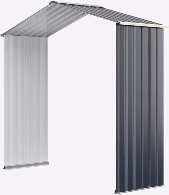 COSTWAY Grey Galvanised Steel Pent Outdoor Storage Shed Extension Kit