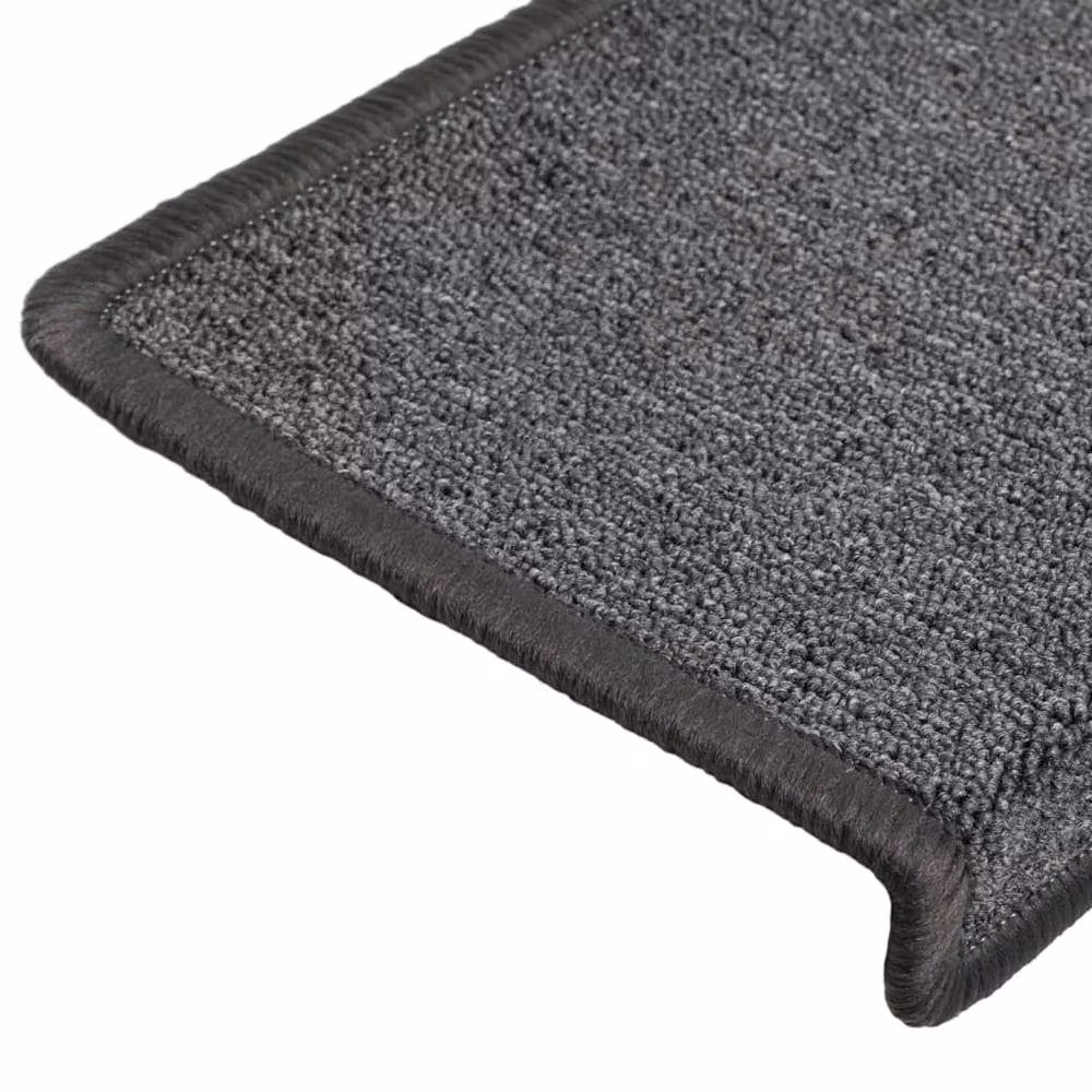 Berkfield Home Self-Adhesive Carpet Stair Treads, 15 Pieces, Dark Grey, W: 65 cm, D: 21 cm, H: 4 cm – 4