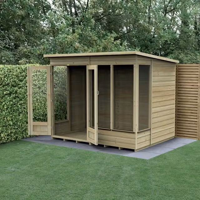 Beckwood Pent Summerhouse Forest Garden Modern Wood Lean-to Design in Beige