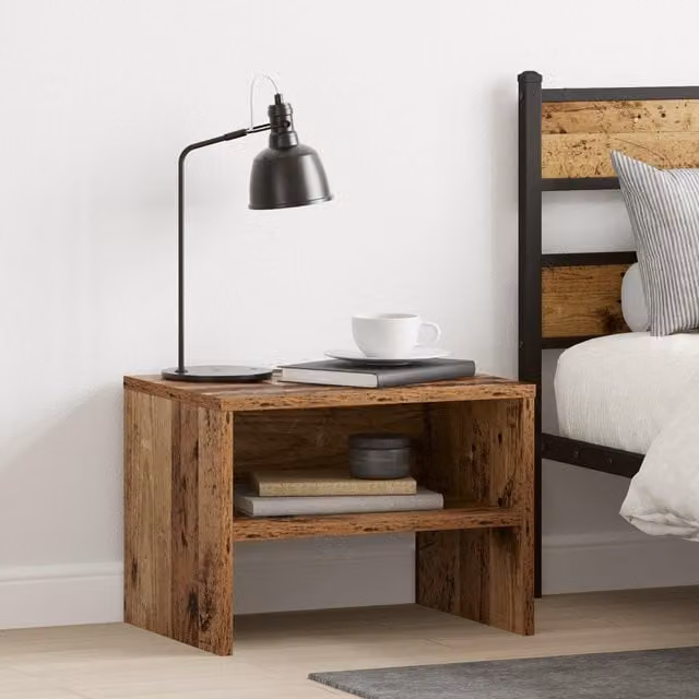 Berkfield Home Rustic Bedside Cabinet in Brown, W/D/H: 40 x 30 x 30 cm