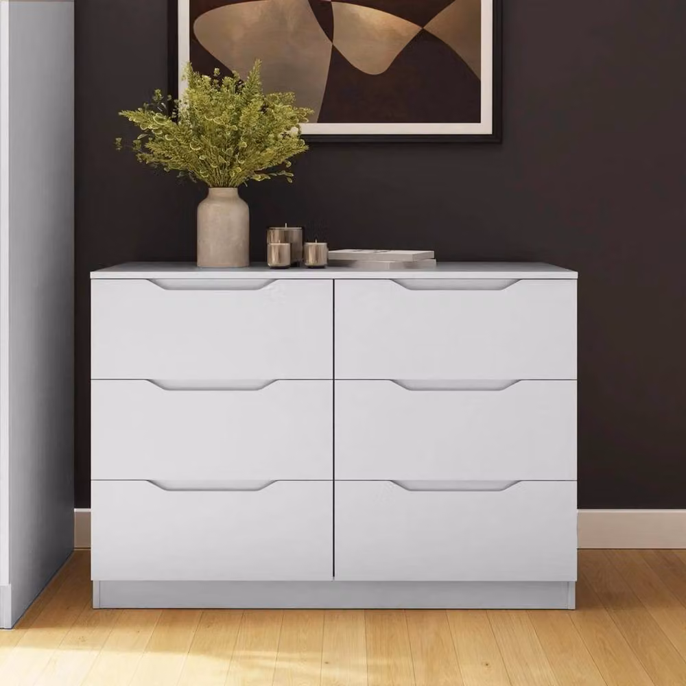 KORVIXA Matt White 6 Drawer Chest of Drawers with Recessed Handles W: 100 cm, D: 100 cm, H: 100 cm – 2