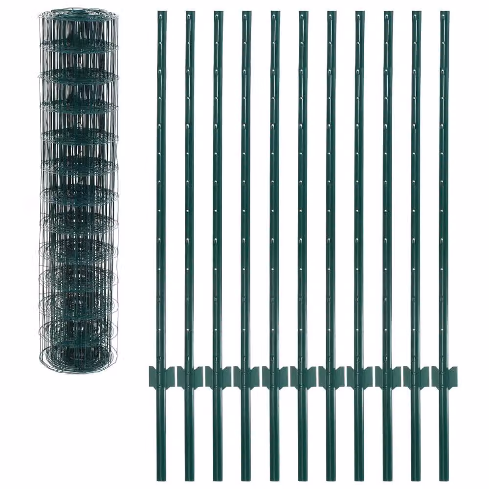 Berkfield Home Euro Fence PVC-Coated Steel Round Mesh Fencing, Green, W: 20 m, H: 1.2 m – 2