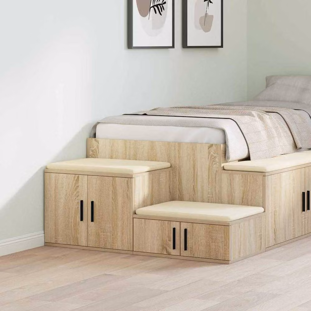 Berkfield Home Sonoma Oak Storage Cabinet in Beige, W/D/H: 127 x 40 x 41 cm – 2