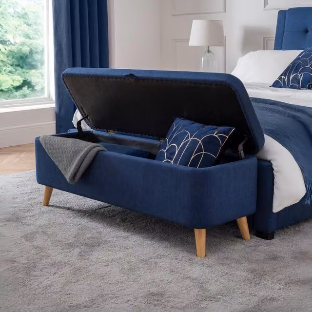 Julian Bowen Astrid Blue Fabric Blanket Box W/D/H: 121 x 40 x 44 cm – 5