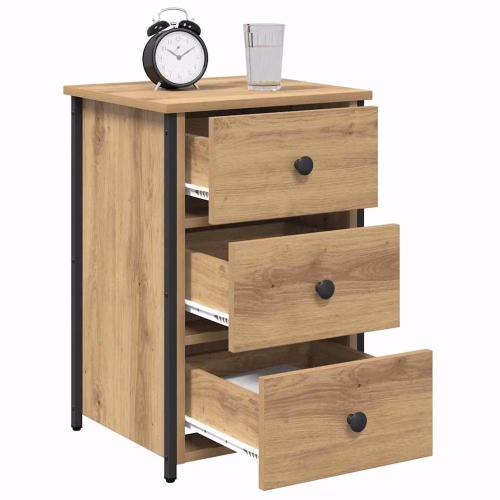 Berkfield Home Artisan Oak Bedside Table in Beige – 3